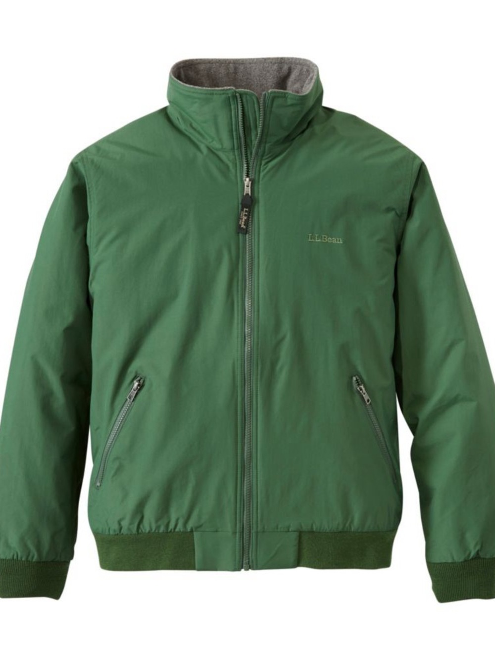 Vintage Style LL Bean Fleece Lined Warm-Up Bomber Jacket Dark Green Mens M